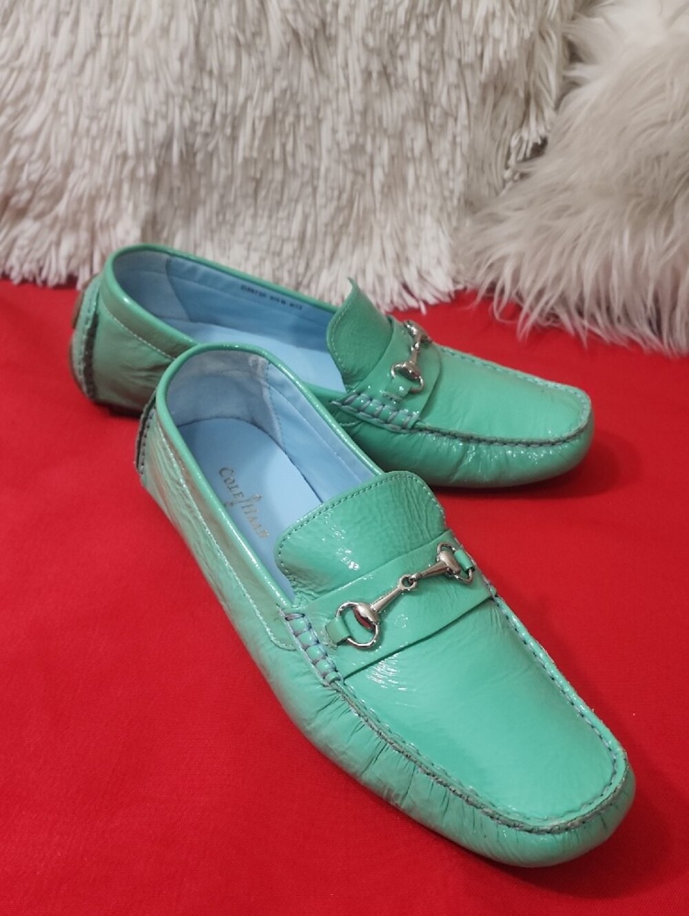 Cole Haan Women's Mint Green Leather Loafers - Picture 2 of 13